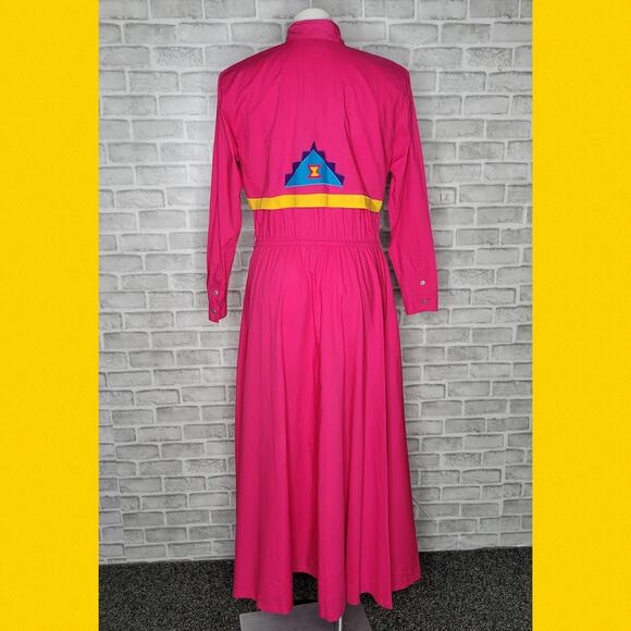 VTG Pink Southwest Maxi Western Dress with Attached Bolero Jacket, size Small - Picture 4 of 8